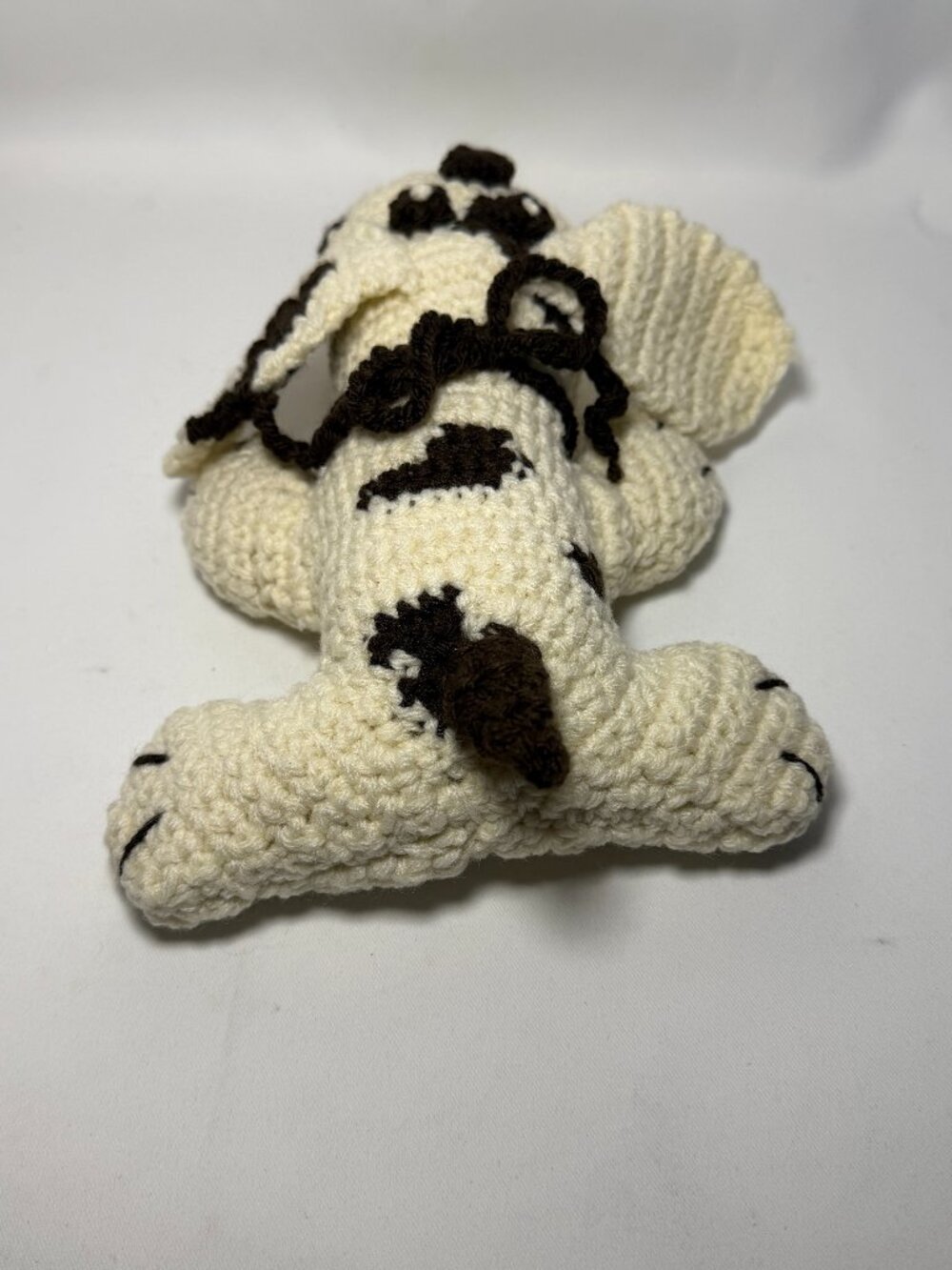 Handmade Crochet Pound Puppy Dog Amigurumi Cream & Brown Spots Floppy Ears New - Picture 4 of 8